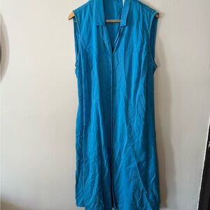 Vintage 90s Liz Claiborne Bright Blue Denim Tank Dress Size 20W Button Down